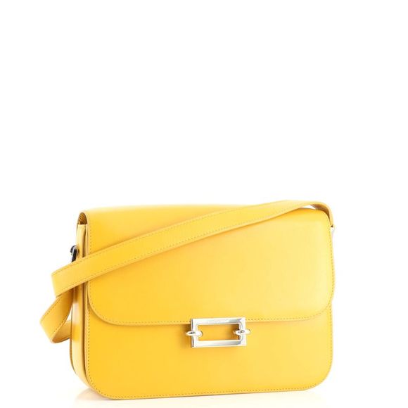 Saint Laurent Fermoir Flap Satchel Bag Leather Yellow - Picture 3 of 7